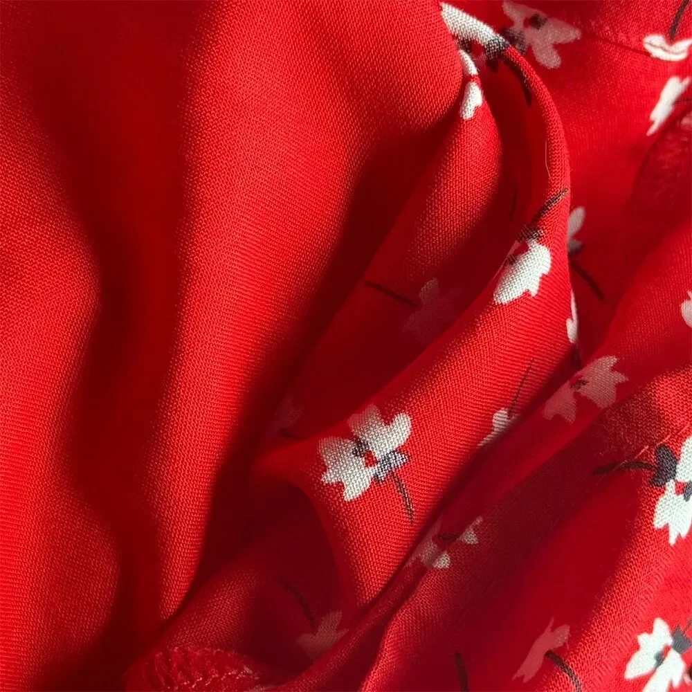 Abercrombie Kids Girls Red Floral Spaghetti Strap Jumpsuit Size 11/12